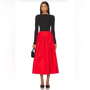Free People Emilia Full Skirt In High Risk Red Size S Satin Sheen NWOT Holiday